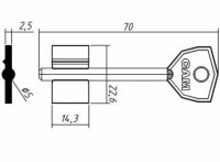 Заготовка ключа САМ-2 | SAM-1G | 5ACM1 | 2SMA3
