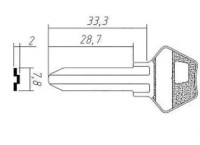 Заготовка ключа MR-2 | H-044 | VK1 | MSN1 | MOS2